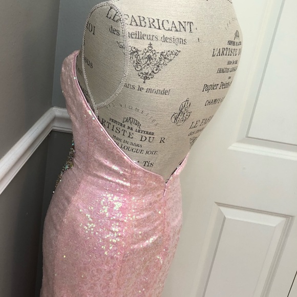 NEW TIFFANY DESIGNS SZ 4 LIGHT PINK SEQUIN BEADED FORMAL EVENING GOWN - Picture 8 of 13